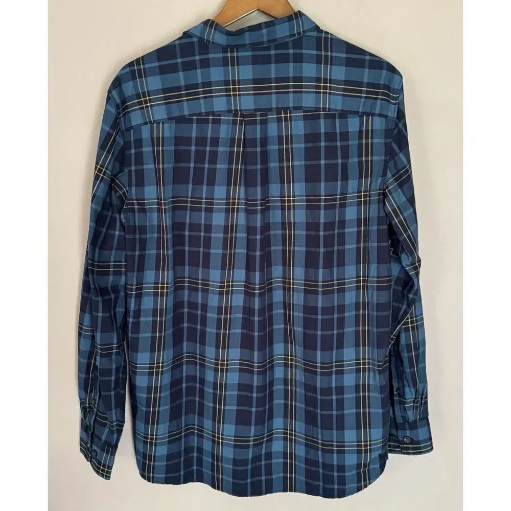 The North Face Men's Plaid Flannel Button-Up Shirt Blue Green Long Sleeve Large